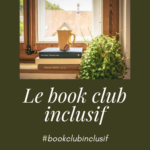 Visuel club de lecture féministe et inclusif, une tasse des livres au bord d'une fenêtre